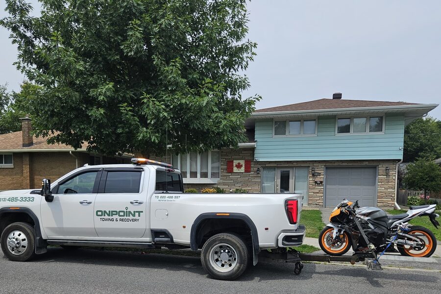 OnPoint Towing transporting a motorcycle in Ottawa