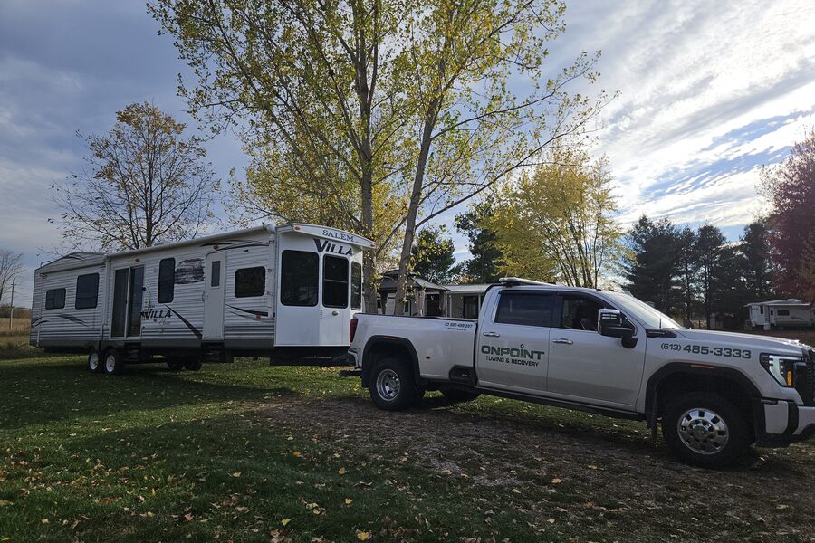 OnPoint Towing hauling a large RV in Ottawa